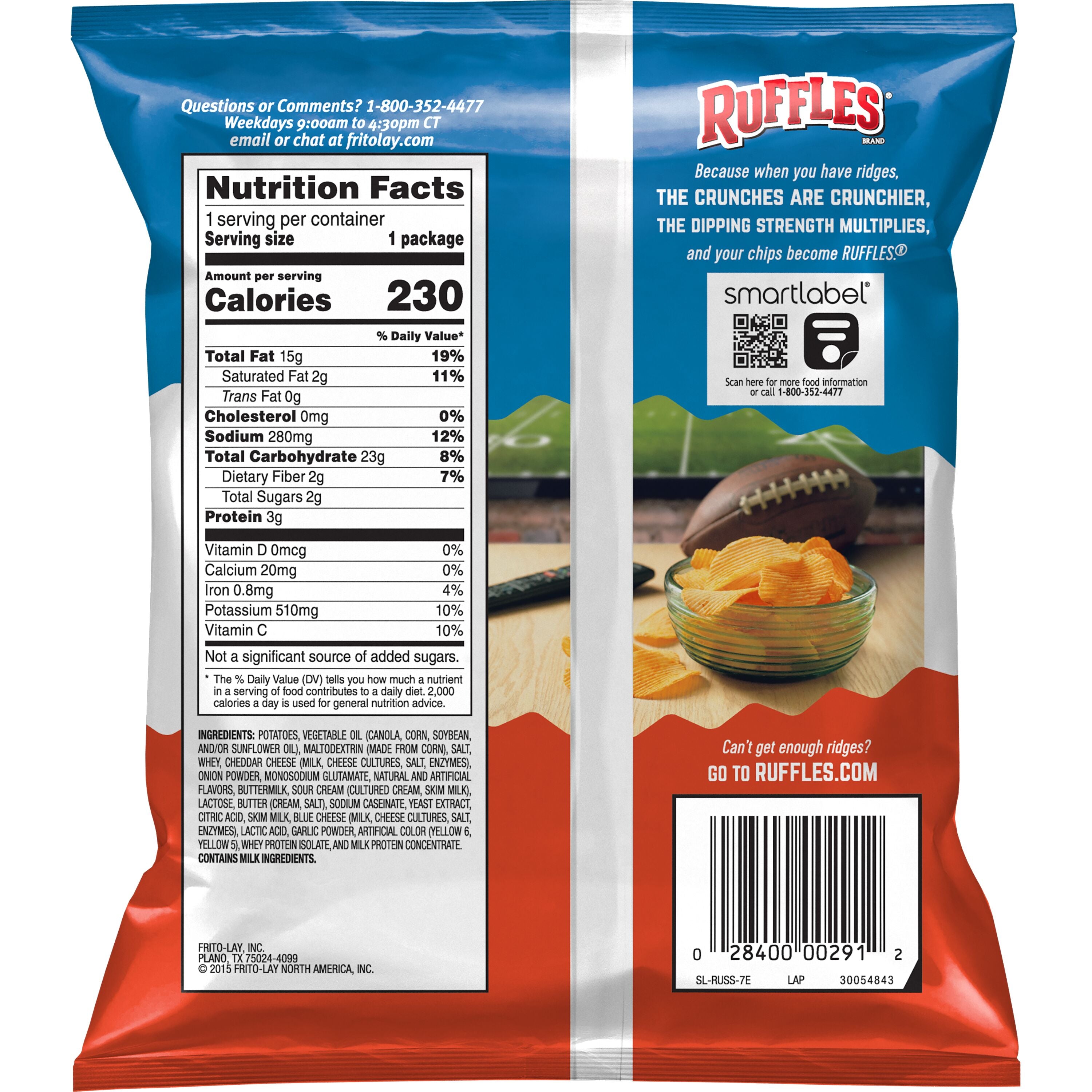 Ruffles Cheddar & Sour Cream 1.5 Oz (24 Count Box)