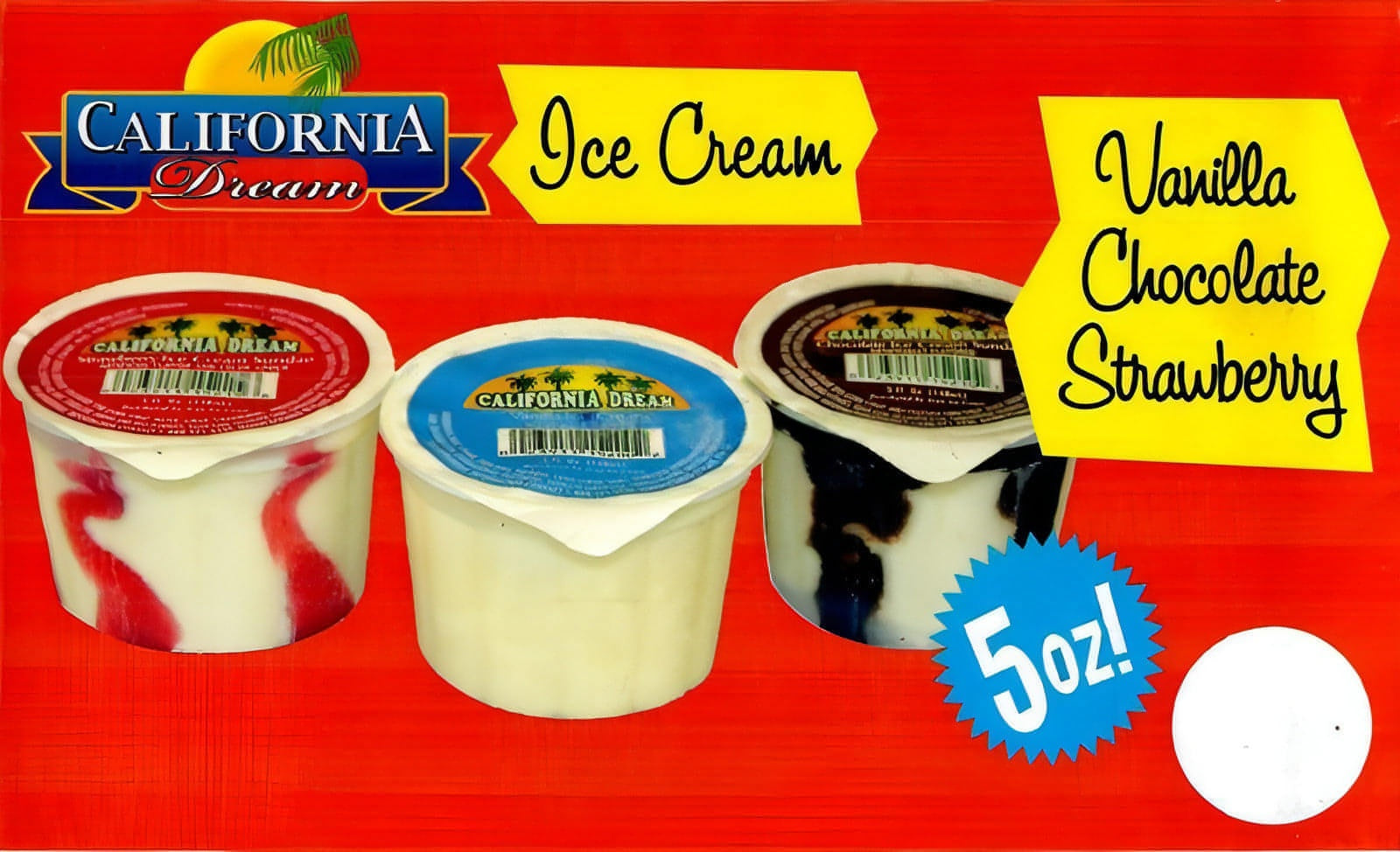 California Dream Ice Cream Sundae Cups (12 Count), Flavors of Vanilla, Strawberry or Chocolate