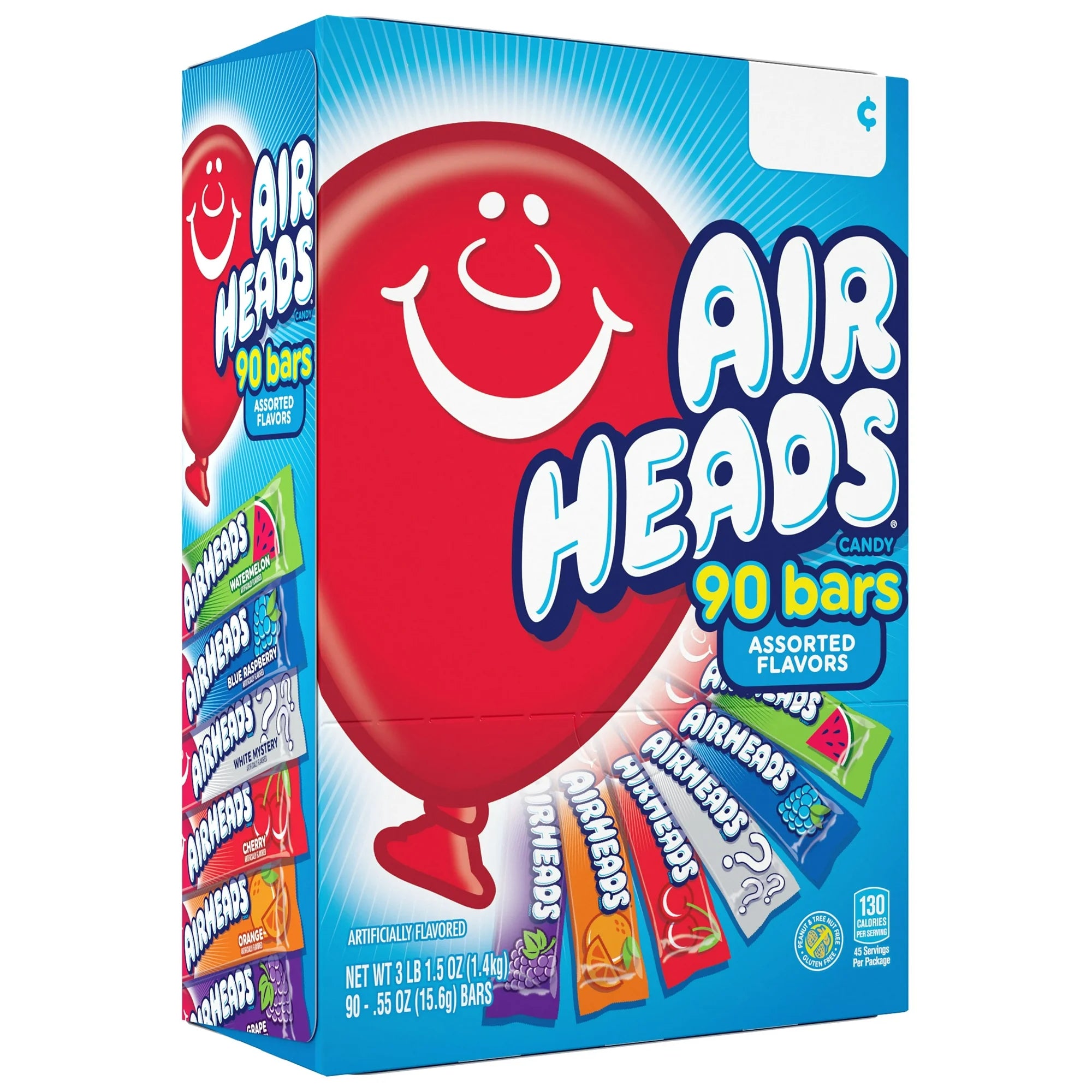 Airheads Candy Variety Gravity Feed Box, 90 Individually Wrapped Assorted Fruit Bars