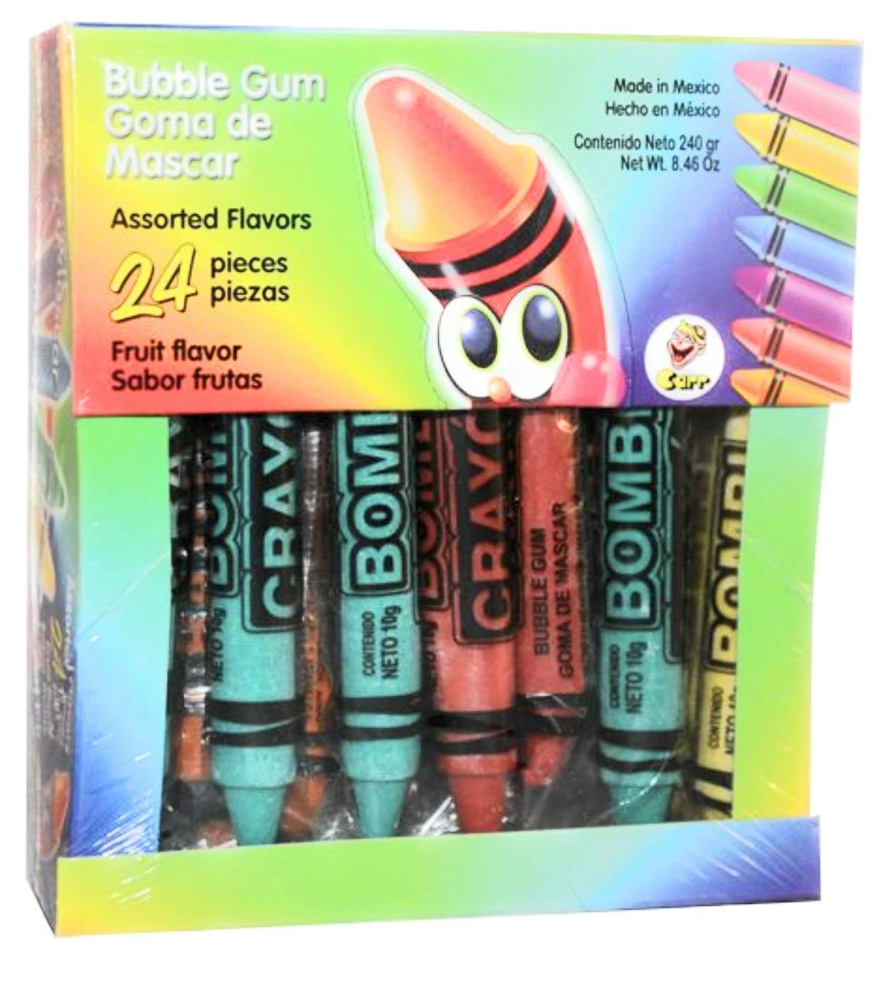 Carr Bombi Crayon Bubble Gum (24 Count)