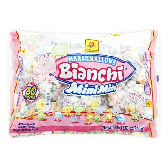 De La Rosa Bianchi Mini Rainbow Marshmallow Packets, Assorted Fruit Flavors, 30 Count
