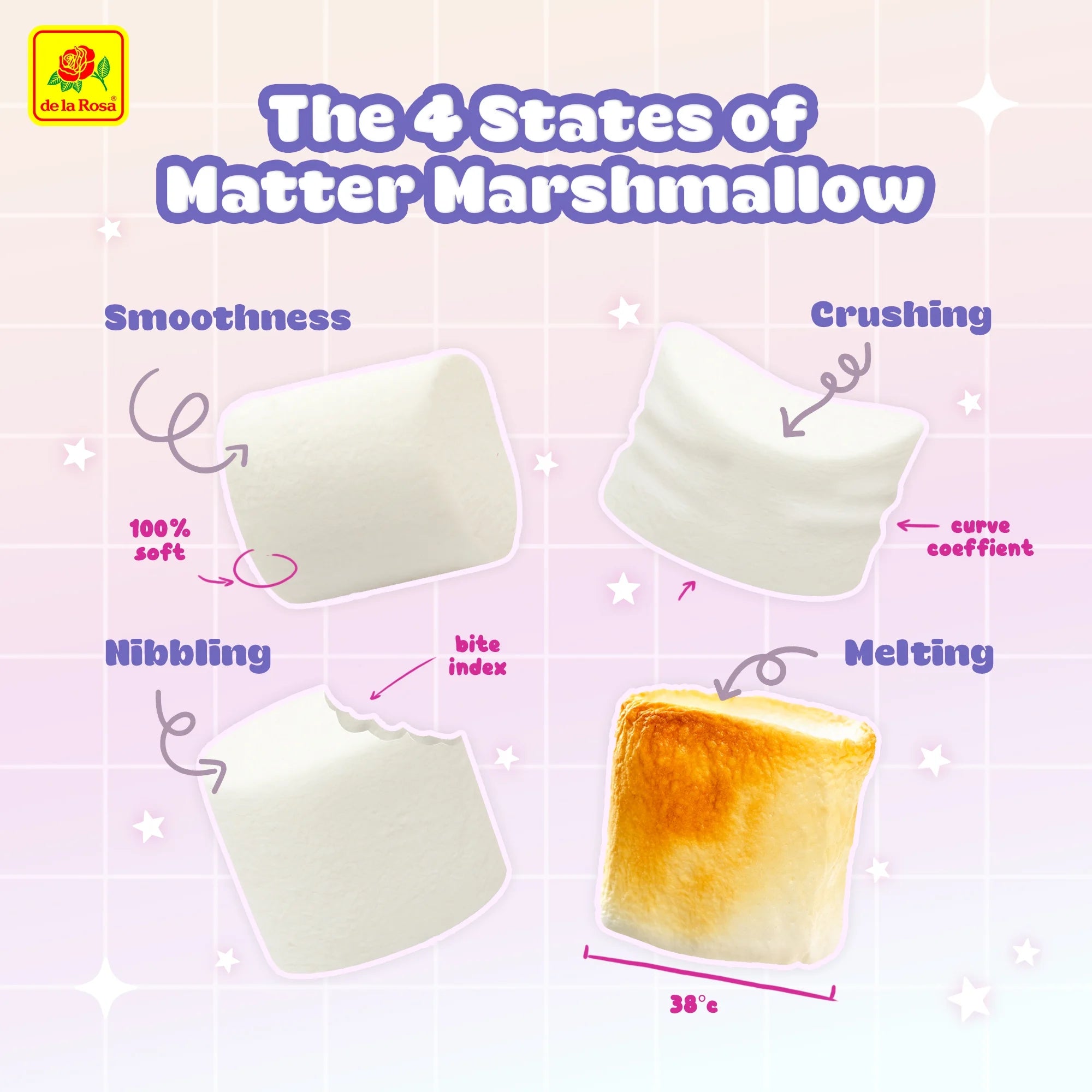 De La Rosa Giant Marshmallows, Strawberry and Vanilla Flavors, 14.5 oz Bag