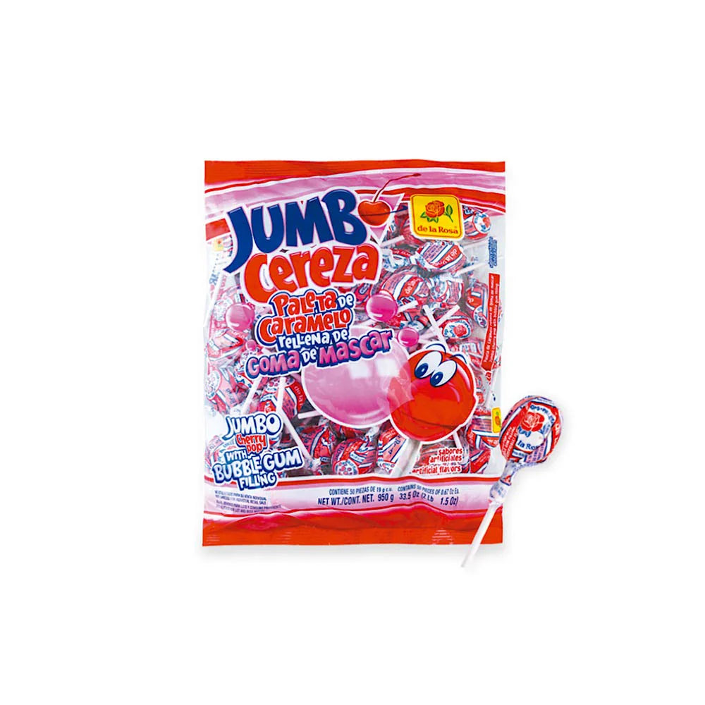 De La Rosa Jumbo Cereza Lollipops (50 Count)