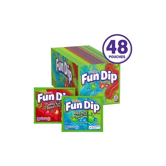 Fun Dip Cherry & RazzApple Candy Variety Pack, 0.43oz (Pack of 48)