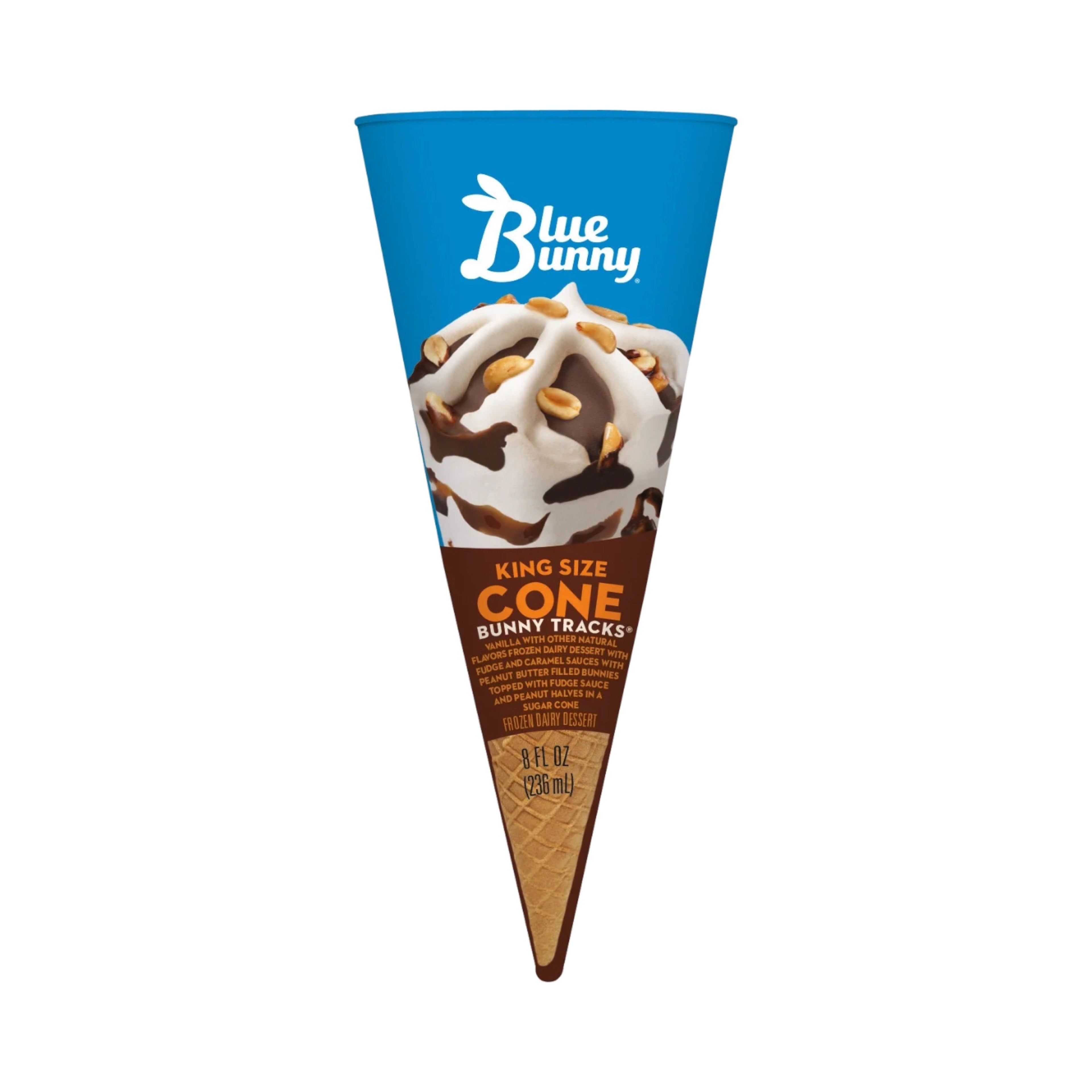 Blue Bunny King Size Bunny Tracks Ice Cream Cone (12 Count)