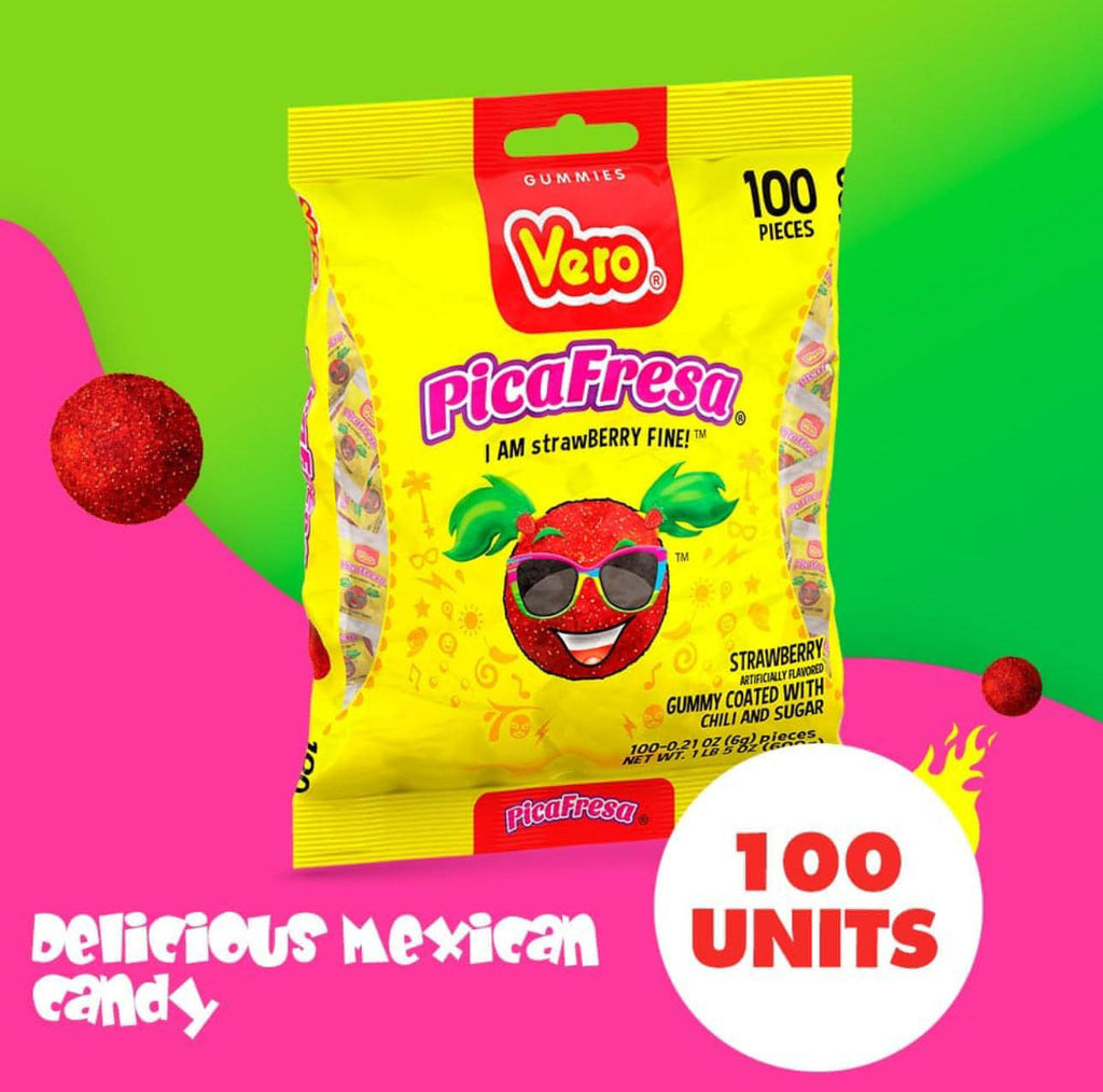 Vero Pica Fresa Mexican Gummy Candy (100 Count)