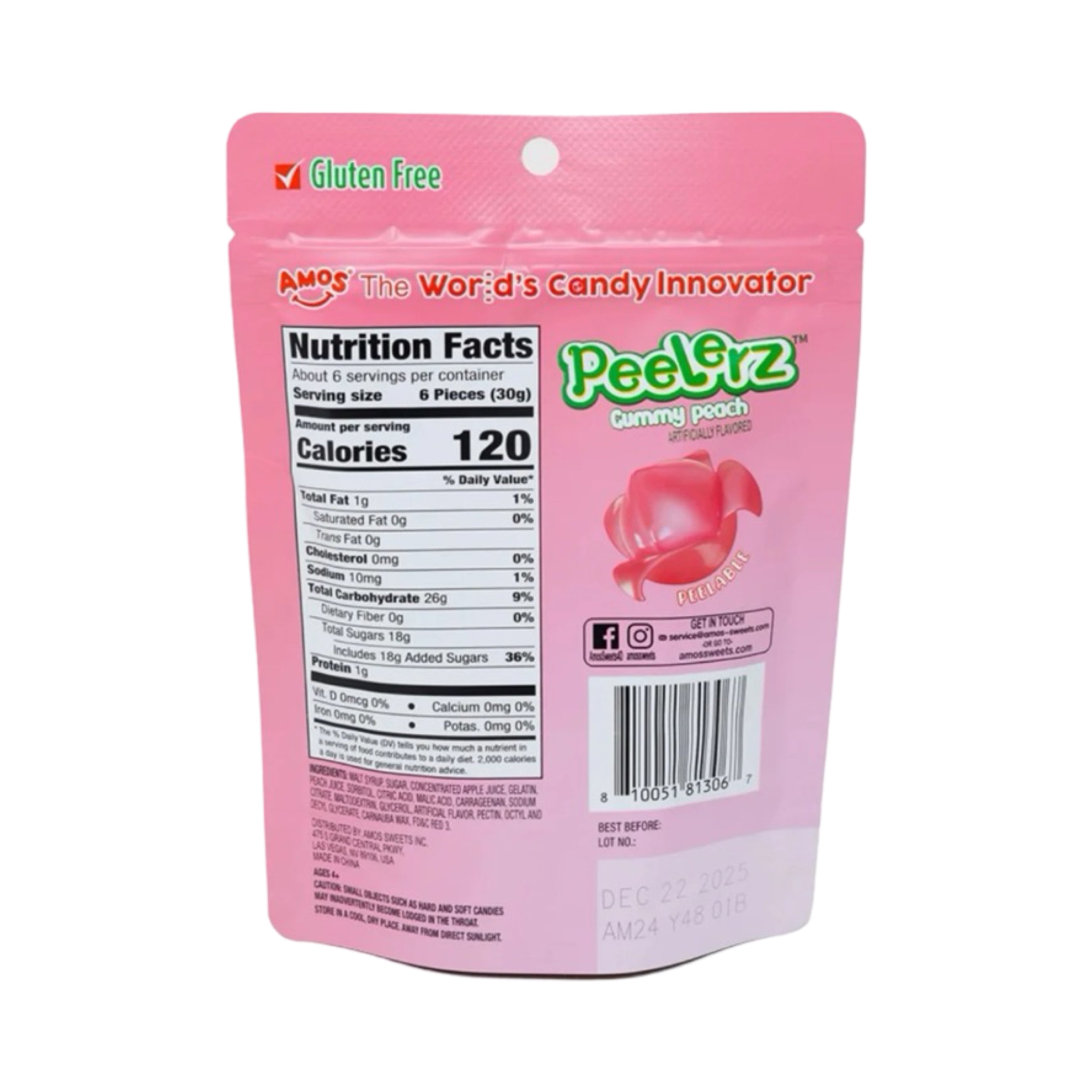Peelerz Peelable Gummy Peach (6 Oz)