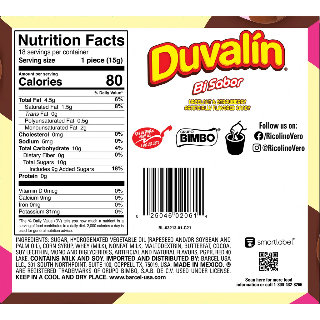 Ricolino Duvalin Hazelnut-Strawberry (18 Count)