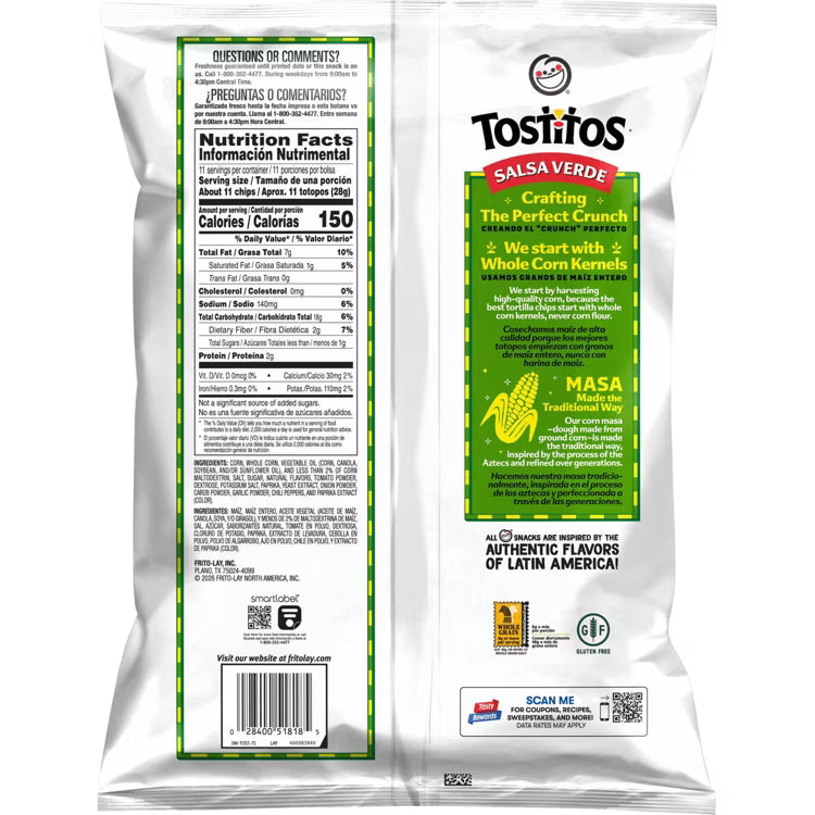 Tostitos Salsa Verde 2.625 Oz (28 Count Box)