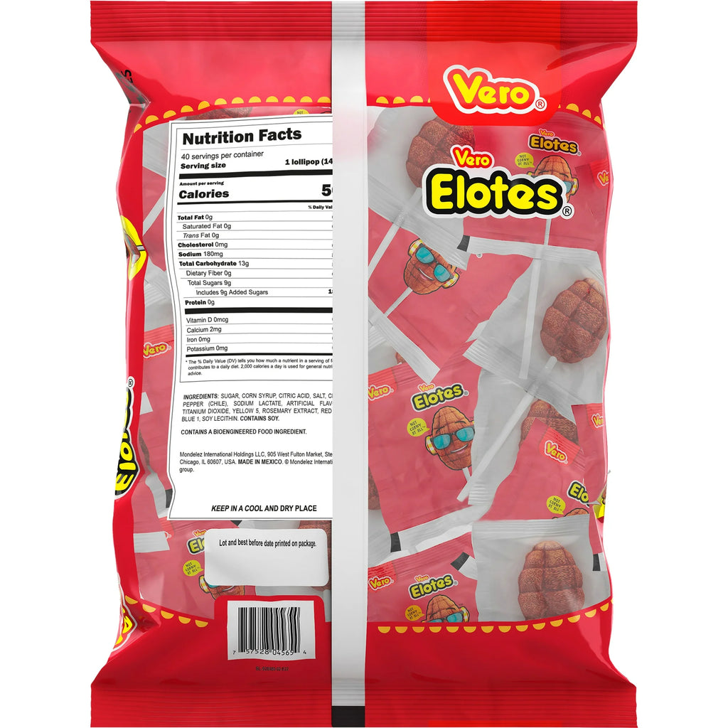Vero Elote Strawberry Mexican Candy Flavored Chili Coated Lollipop (40 Count)