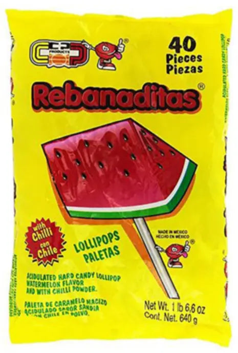 Vero Rebanaditas Watermelon No Chili Lollipop (40 Count)